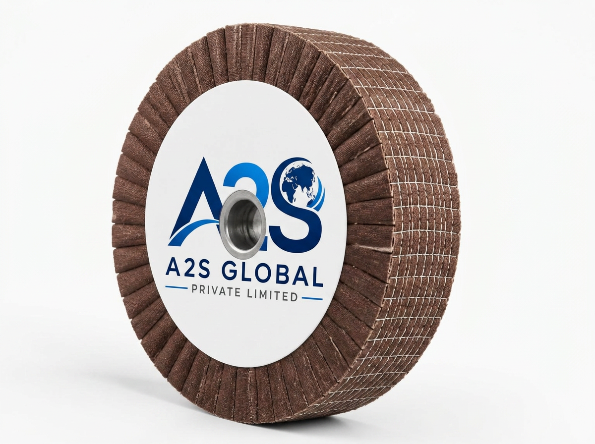 Large 350 mm buffing flap wheel with stitched abrasive cloth